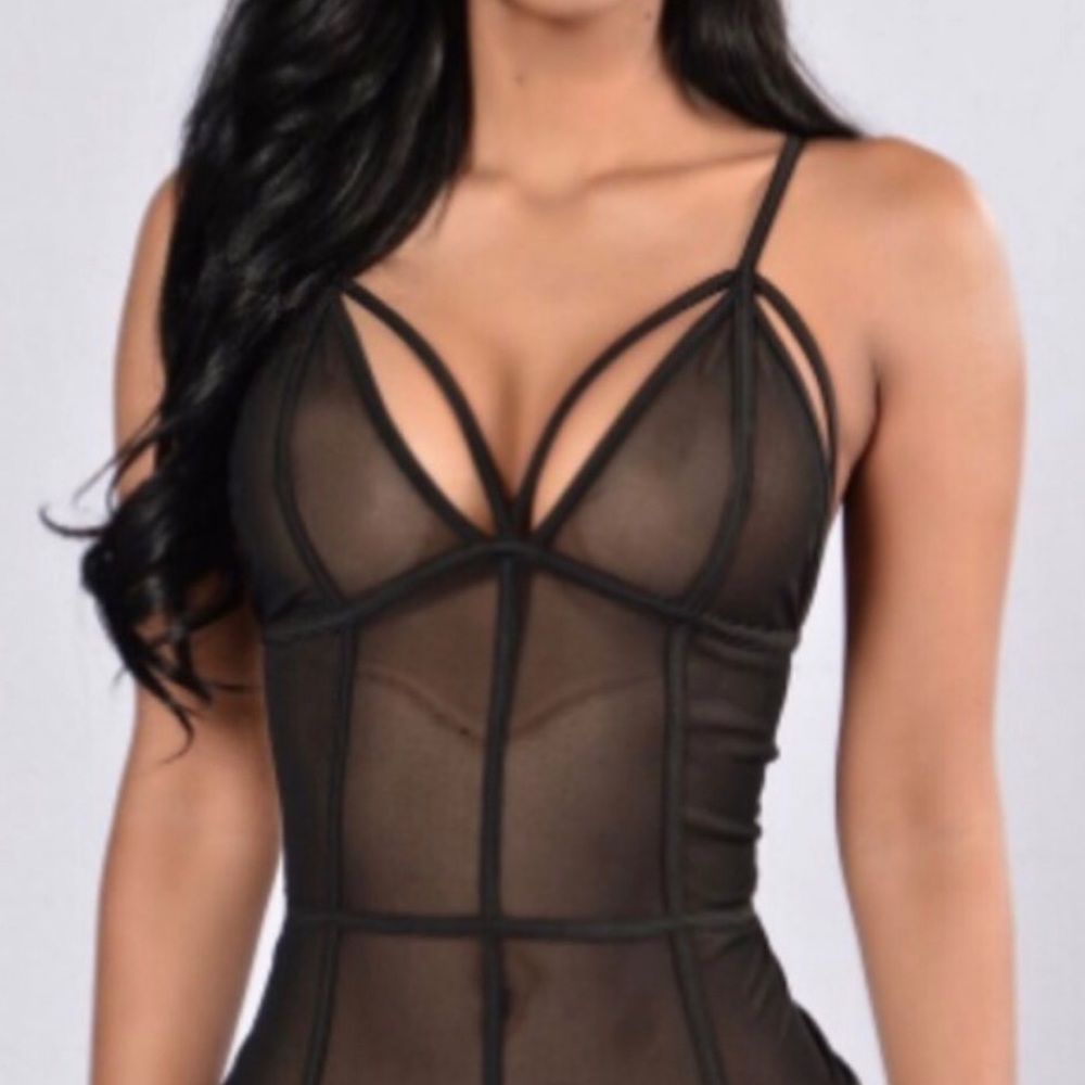 Fashion Nova Mesh Black Bodysuit.